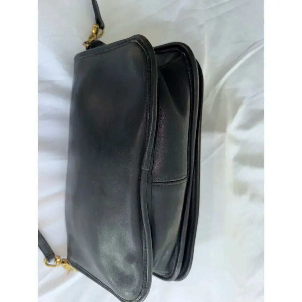 Vintage Coach Black Leather Crossbody  Turn Lock Flap USA Classic Shoulder Bag - Picture 4 of 7
